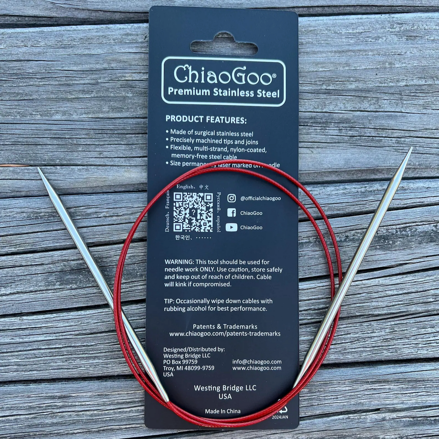 ChiaoGoo 60″ Red Lace US 6 (4mm) Circular Knitting Needles