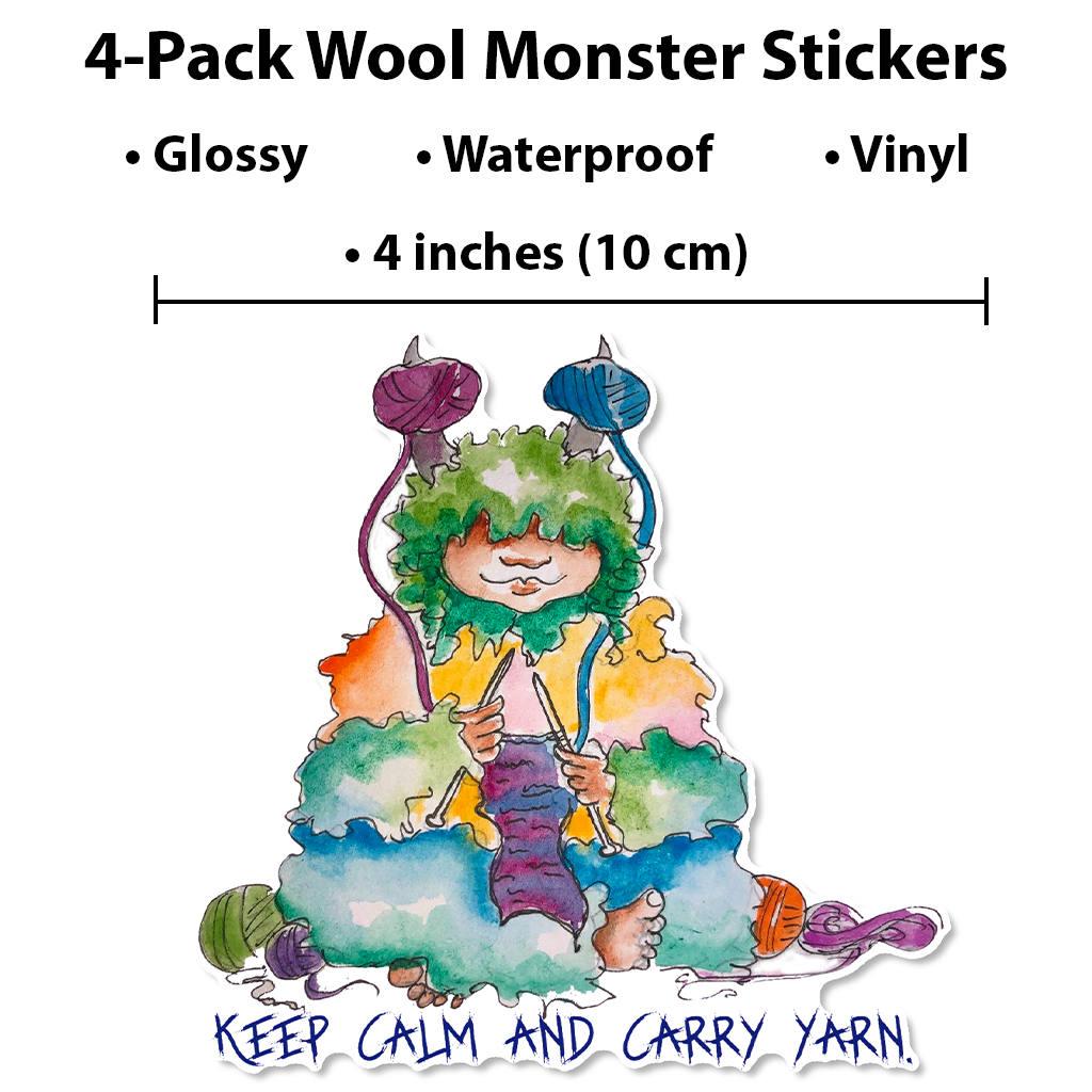All Four Wool Monster Stickers — Hand-Painted Sticker 4-Pack