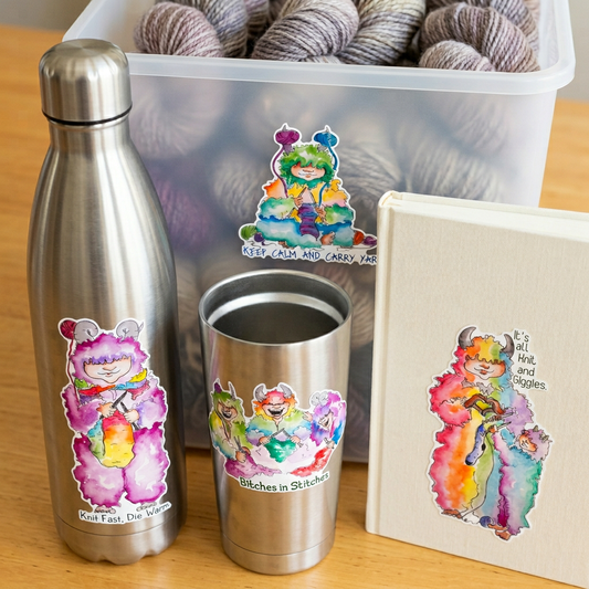 All Four Wool Monster Stickers — Hand-Painted Sticker 4-Pack