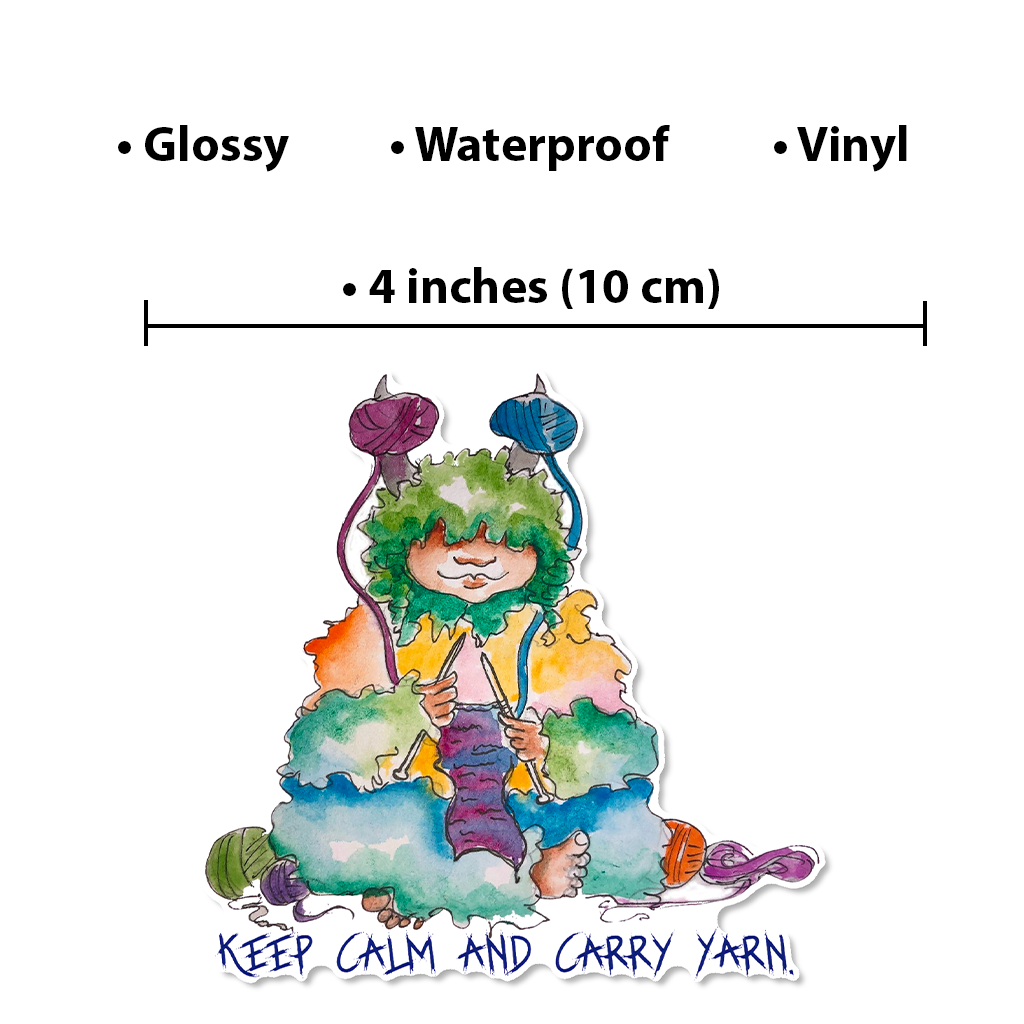 Keep Calm and Carry Yarn — Hand-Painted Wool Monster Sticker