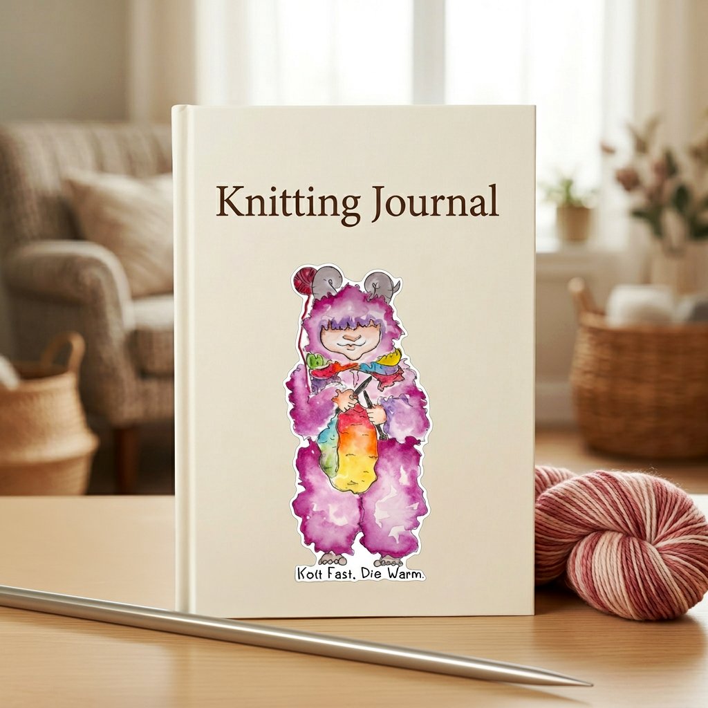 Knit Fast, Die Warm — Hand-Painted Wool Monster Sticker